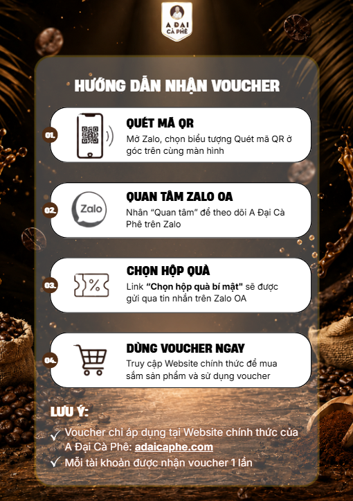 Hướng dẫn quét QR, nhận voucher và mua trên website A ĐẠI Cà Phê